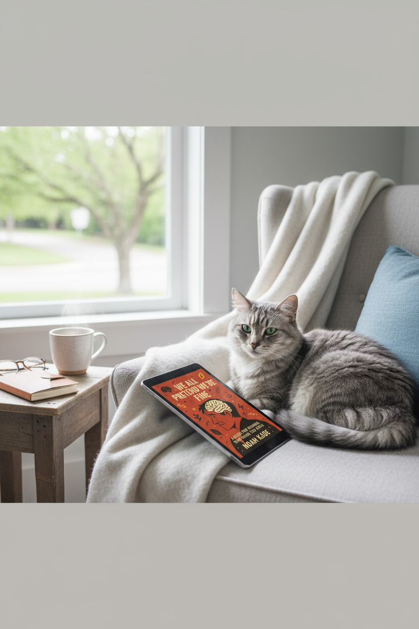 Cat reading banner