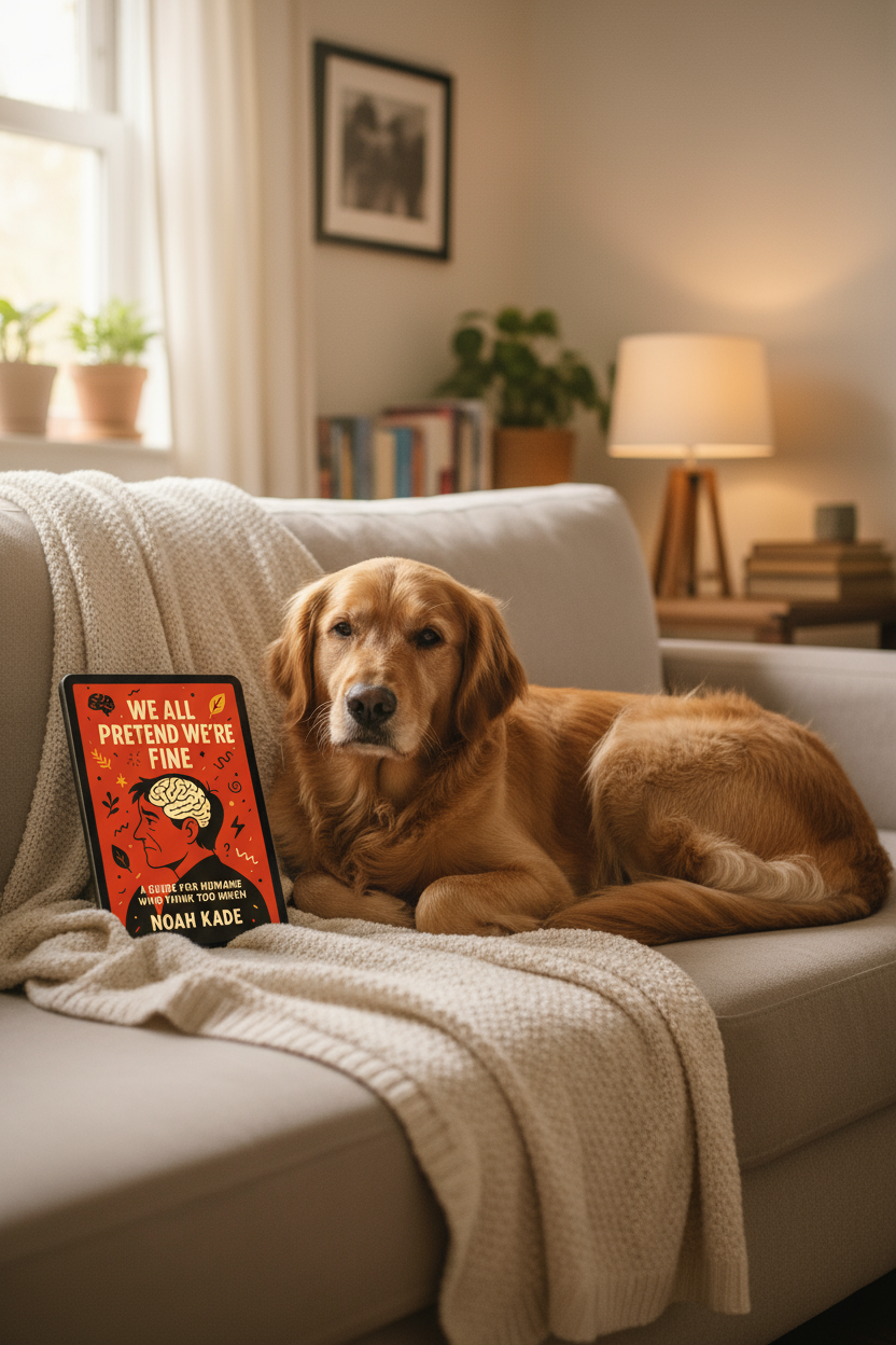 Dog reading banner